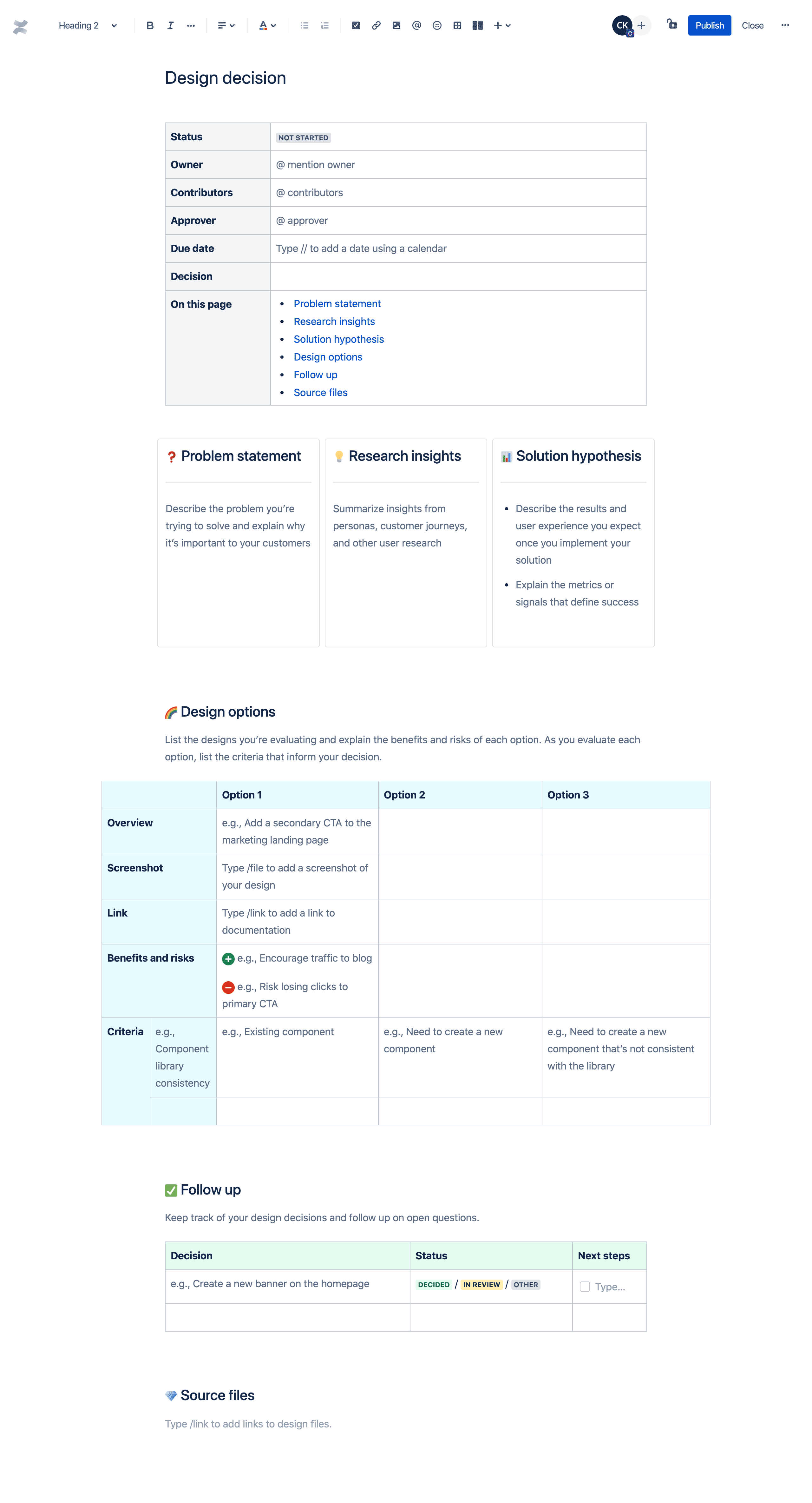Шаблон постановки задачи в Confluence